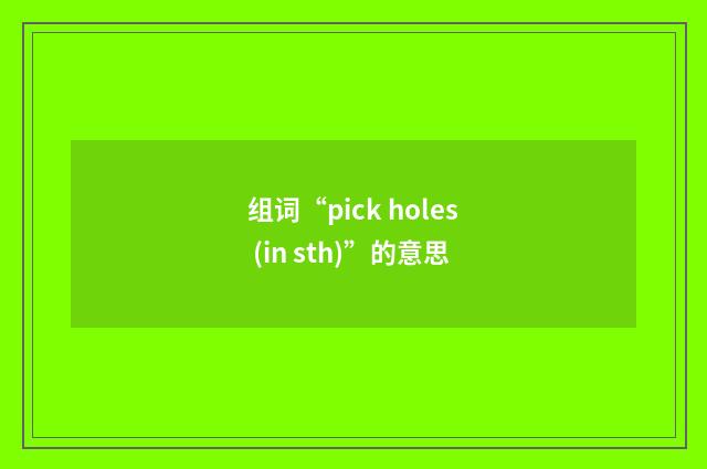 组词“pick holes (in sth)”的意思