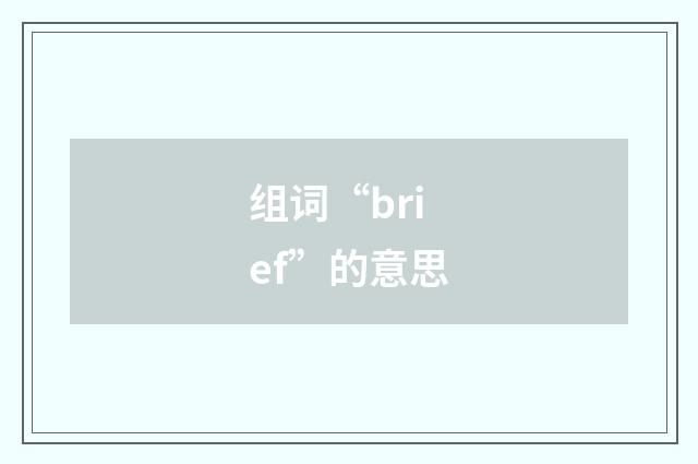 组词“brief”的意思