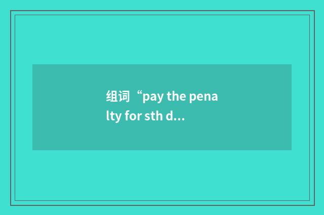 组词“pay the penalty for sth doing sth”的意思