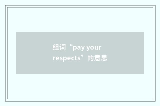 组词“pay your respects”的意思