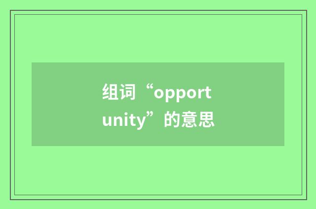 组词“opportunity”的意思