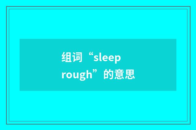 组词“sleep rough”的意思