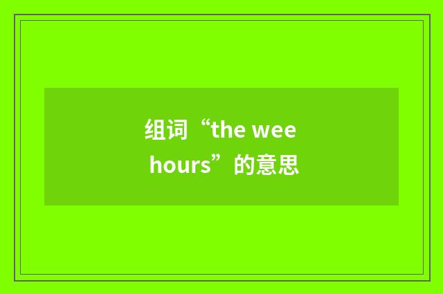 组词“the wee hours”的意思