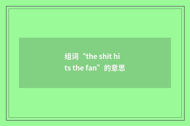 组词“the shit hits the fan”的意思