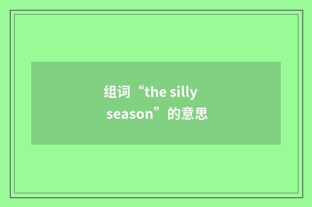 组词“the silly season”的意思