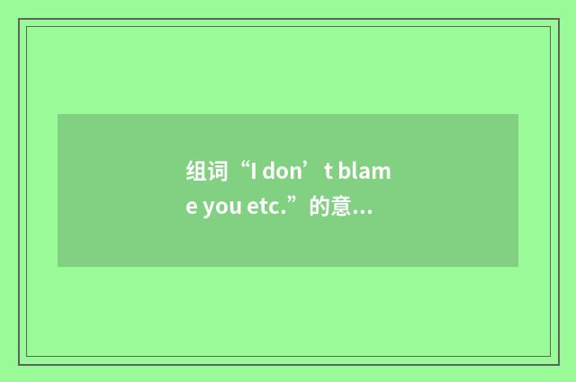 组词“I don’t blame you etc.”的意思