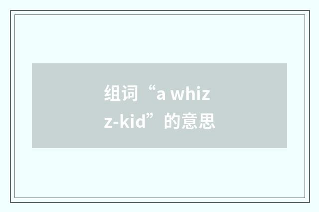 组词“a whizz-kid”的意思