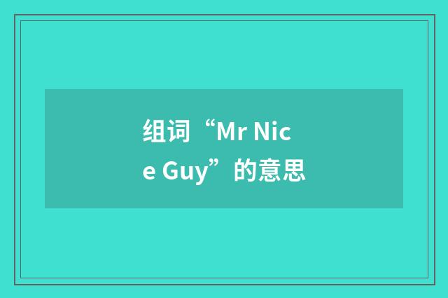 组词“Mr Nice Guy”的意思
