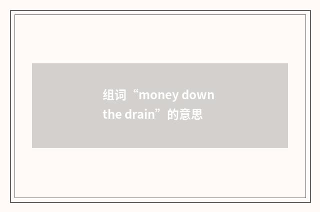 组词“money down the drain”的意思