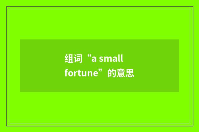 组词“a small fortune”的意思