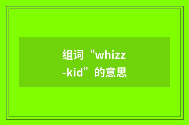 组词“whizz-kid”的意思