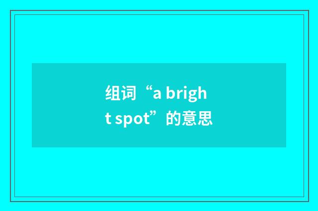 组词“a bright spot”的意思