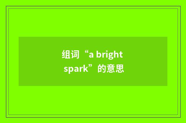 组词“a bright spark”的意思