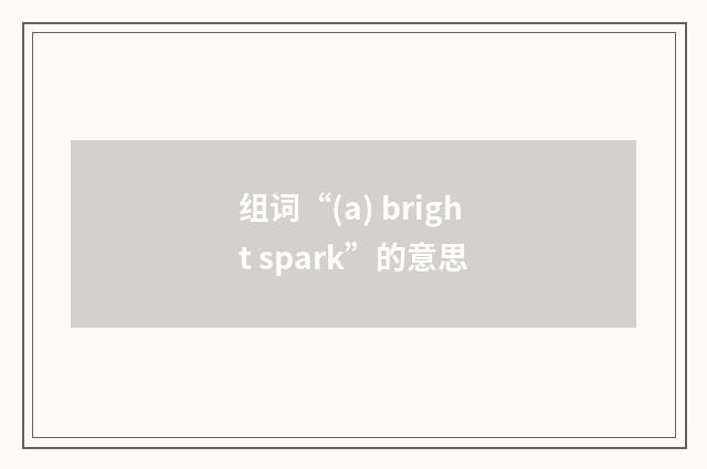 组词“(a) bright spark”的意思
