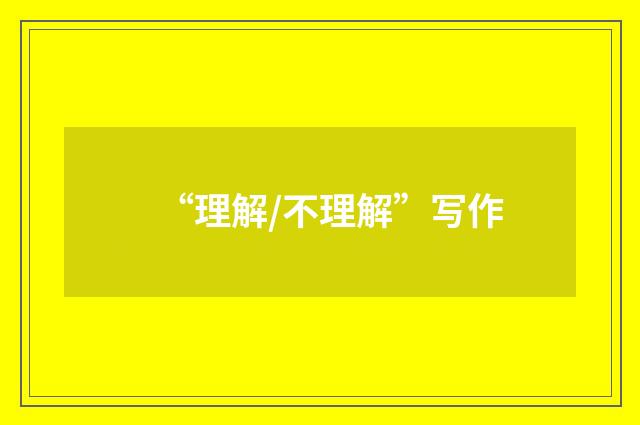“理解/不理解”写作