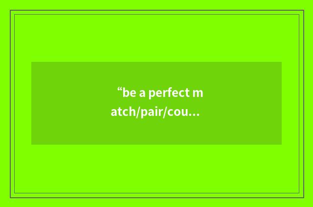“be a perfect match/pair/couple”写作