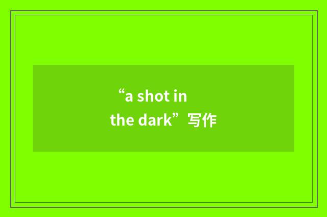 “a shot in the dark”写作