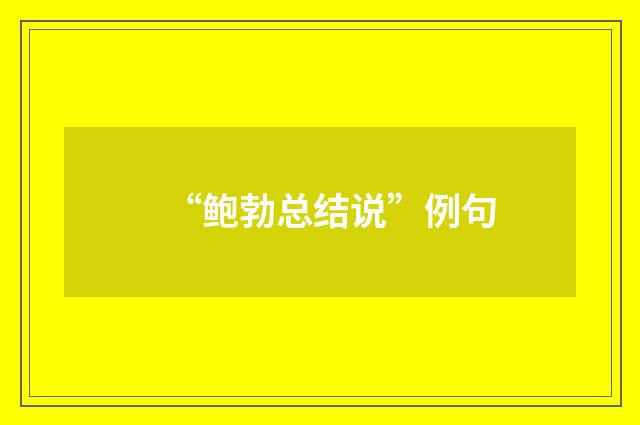 “鲍勃总结说”例句