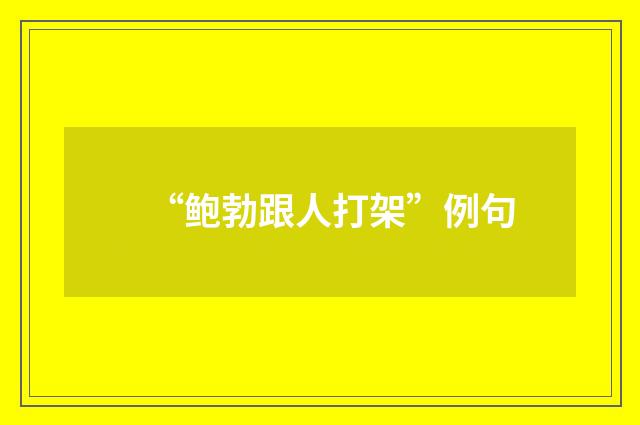 “鲍勃跟人打架”例句