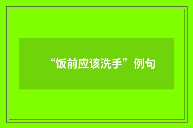 “饭前应该洗手”例句