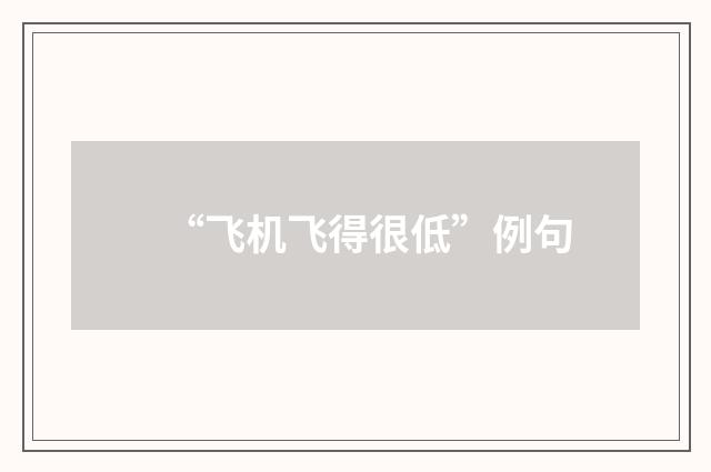 “飞机飞得很低”例句