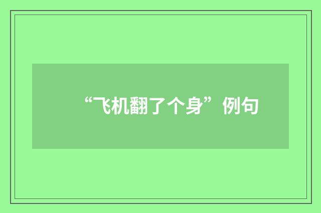 “飞机翻了个身”例句