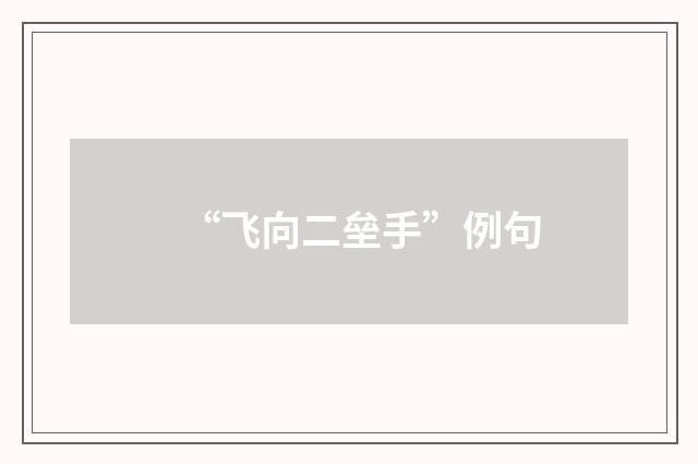“飞向二垒手”例句