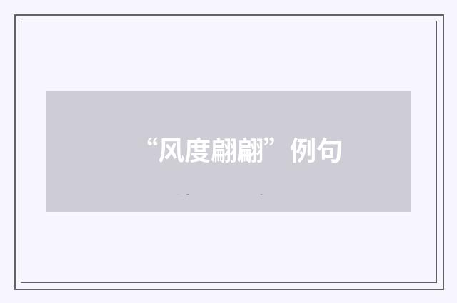 “风度翩翩”例句