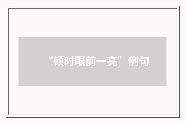 “顿时眼前一亮”例句