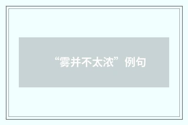 “雾并不太浓”例句