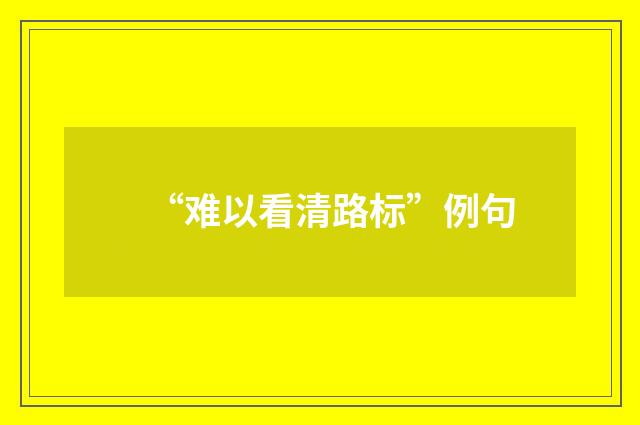 “难以看清路标”例句