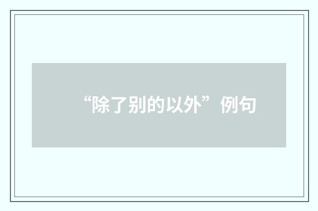 “除了别的以外”例句