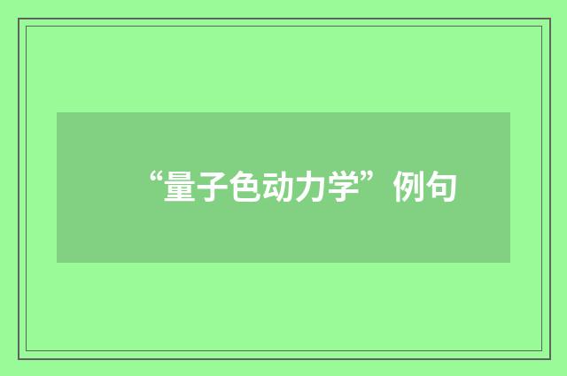 “量子色动力学”例句