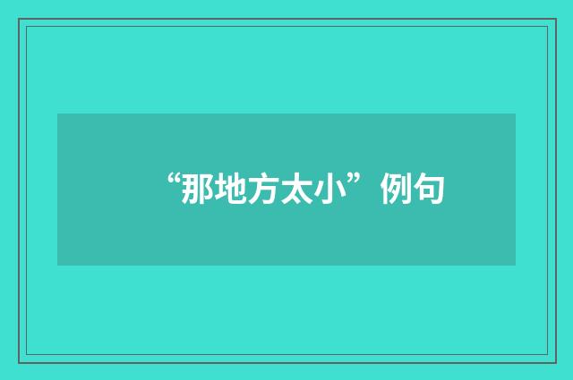 “那地方太小”例句
