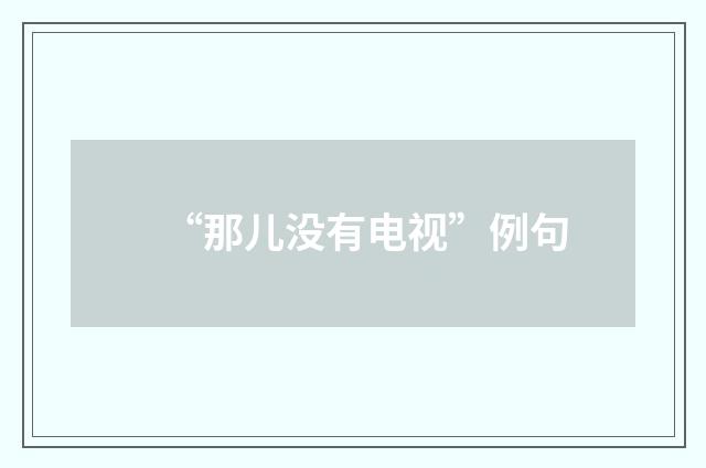 “那儿没有电视”例句