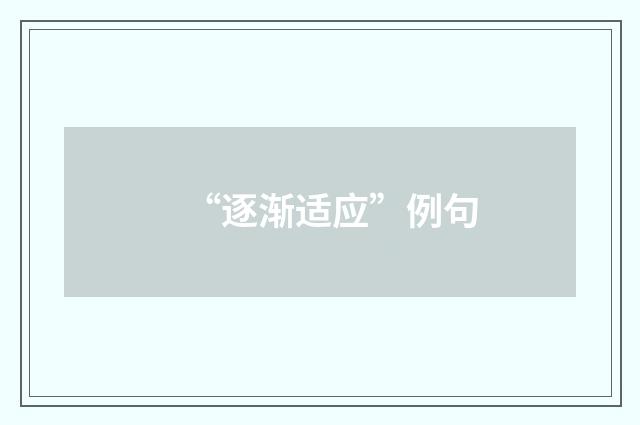 “逐渐适应”例句