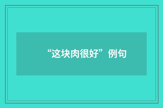 “这块肉很好”例句