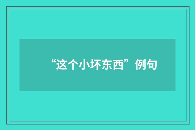 “这个小坏东西”例句