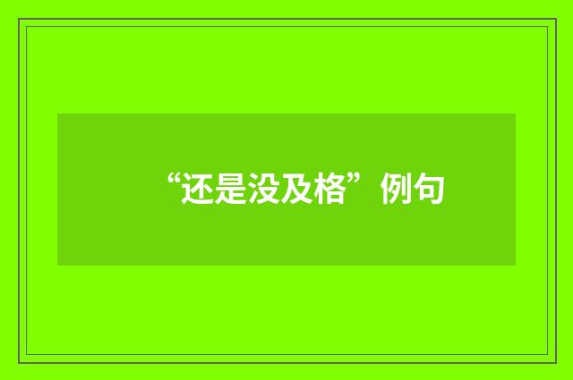 “还是没及格”例句