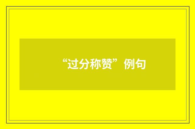 “过分称赞”例句