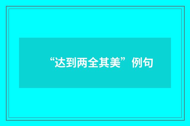 “达到两全其美”例句