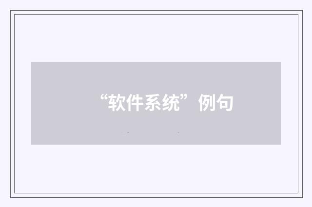 “软件系统”例句