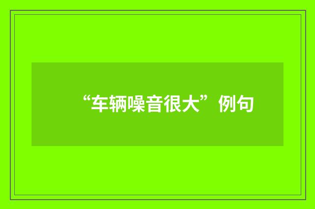 “车辆噪音很大”例句