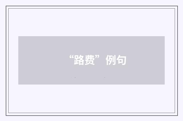 “路费”例句