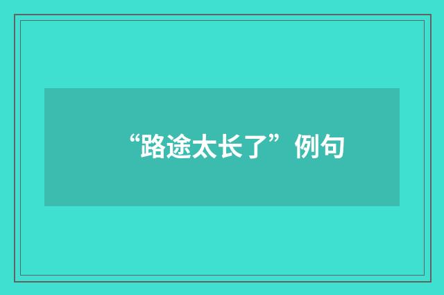 “路途太长了”例句
