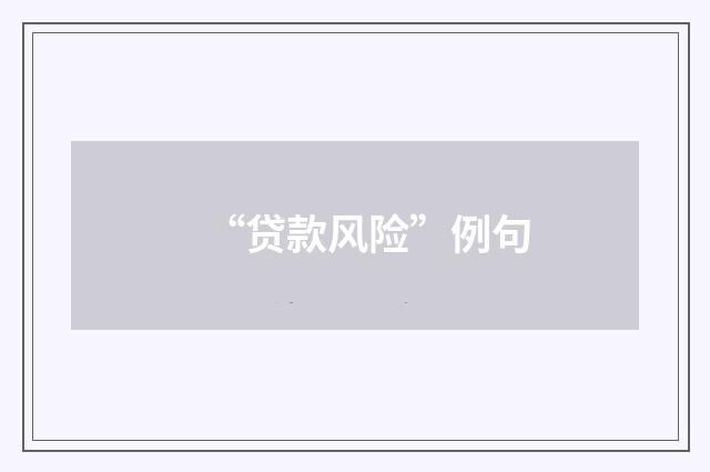 “贷款风险”例句