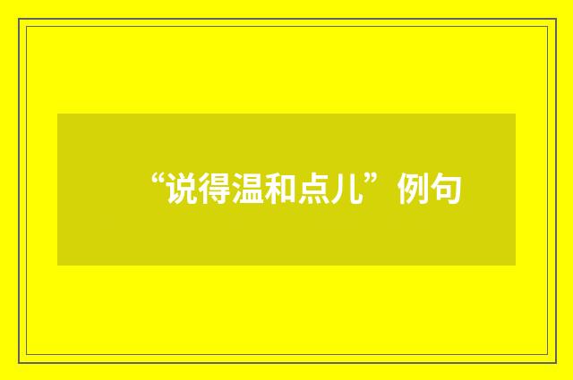 “说得温和点儿”例句