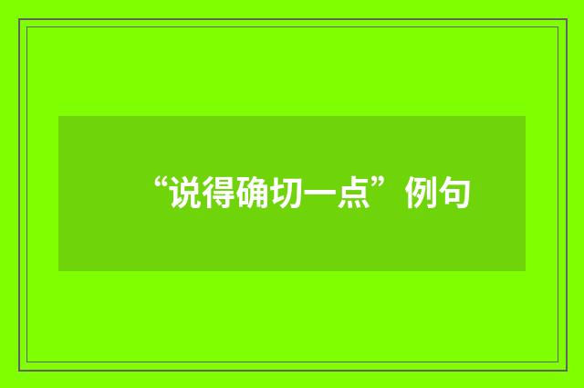 “说得确切一点”例句