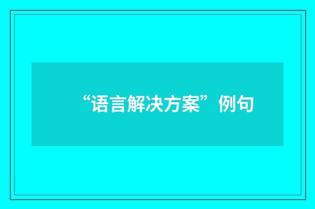 “语言解决方案”例句