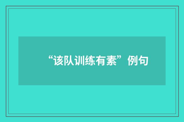 “该队训练有素”例句